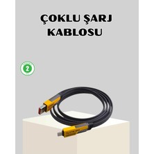 Kap Kaç 65W Çoklu Şarj Kablosu 4’ü 1 Arada Örgülü Hızlı Veri Aktarım Usb-C Usb-A