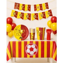 Sarı Kırmızı Temalı 52 Parça 8 Kişilik Doğum Günü Seti Tabak Bardak Balon Flama