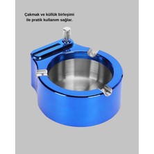 Kap Kaç Yuvarlak Metal Küllük Çakmak Entegreli Dayanıklı Yapı Yeni Nesil
