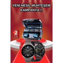 Kap Kaç Ikili Set Akıllı Saat ve Bluetooth Kulaklık Kablosuz Uzun Pil Ömrü Spor Modları