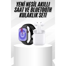 Kap Kaç Yeni Nesil Akıllı Saat ve Kulaklık Seti Gümüş Kasa Zarif Tasarım Çok Fonksiyonlu