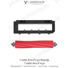Yedektronik Roborock S7 / S7 Plus / S7 Maxv / S7 Maxv Ultra / S7 Pro Ultra / S7 Max Ultra Uyumlu Ana Fırça Kapağı Siyah ve Ana Fırça 2'li Set | Yüksek Kalite