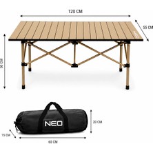 Neo Class Neo Trail Katlanabilir Premium Kamp Masası | Kompakt Tasarım, 120X55 4 Kişilik Masa, Taşıma Çantalı, Kolay Kurulum