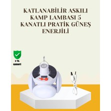 Brf Store Elivorasell Güneş Paneliyle Şarj Olan Katlanabilir LED Çadır Lambası – 5 Kademeli Aydınlatma