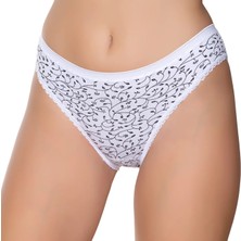 Gümüş 6022  12'li Kadın Likralı Ince Bel Sarmaşık Baskılı Bikini