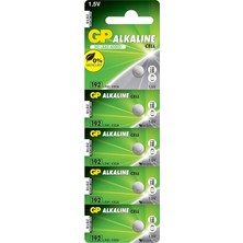 Brf Store Elivorasell Gp Batteries GP192 LR41/192/V3GA Boy Alkalin Düğme Pil, 1.5 Volt, 5'li Kart, Gri