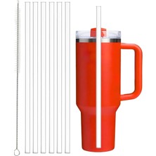 Brf Store Elivorasell 6 Adet 30 cm Stanly Quencher Uyumlu Tritan Pipet ve 1 Adet Temizleme Fırçası