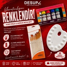 6 Lı Fırça-Boya-Palet Akrilik Tuval Guaj Sulu Boya Hobi ve Profesyonel Boyama Fırça Seti
