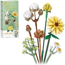 Brf Store Elivorasell FUN4KID Mini Bloklar Çiçek Buketi Yapı Setleri, Yapay Çiçekler, Yapı Taşları, Dekorasyon