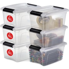 Brf Store Elivorasell Iris Ohyama, 6'lı Set Istiflenebilir Saklama Kutuları Klik Kilitli – New Top Box Ntb-5 –