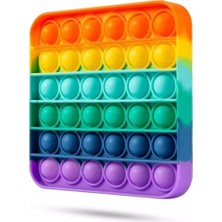 Brf Store Elivorasell Popit Kare Gökkuşağı Renk Duyusal Oyuncak Zihinsel Gelişim Stres Oyun 12,5X12,5CM Pop It