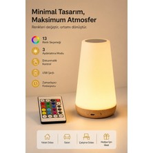 Neo Vista Rgb Dokunmatik LED Masa Lambası Kumandalı, USB Şarjlı, 1500 Mah, Renk Değiştiren Gece Lambası