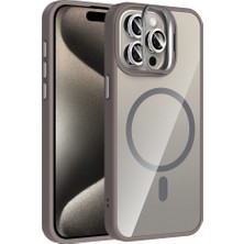 Zore iPhone 15 Pro Kılıf Kamera Standlı Magsafe Destekli Şeffaf Arka Yüz Silikon Ata