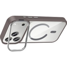 Zore iPhone 17 Pro Max Kılıf Kamera Standlı Magsafe Destekli Şeffaf Arka Yüz Silikon Omsy
