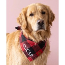 Lusi Doog Isme Özel Köpek Bandana Isimli Köpek Fular Kişiselleştirilebilir Köpek Bandanası (Yünlü Ekoseli)
