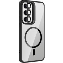 Galaxy S24 Fe Kılıf Kamera Standlı Magsafe Destekli Şeffaf Arka Yüz Silikon Xemu