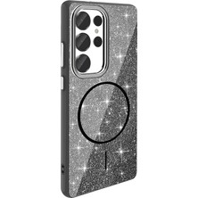Galaxy S25 Ultra Kılıf Dökülmeyen Simli Silikon Magsafe Kamera Yükseltili Xemu