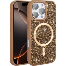 Effox iPhone 16 Pro Kılıf Simli Pırlanta Taşlı Magsafe Kamera Yükseltili Silikon Effx