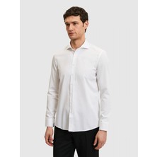 Cacharel Beyaz Slim Fit %100 Pamuk Tam İtalyan Yaka Klasik Gömlek 50318221 VR013