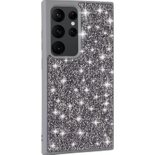 Uzaklarda Arama Galaxy S24 Ultra Kılıf Simli Pırlanta Taşlı Kamera Yükseltili Silikon Svtk