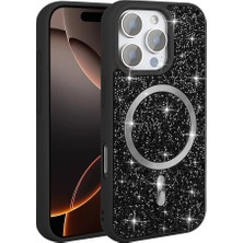 Zenith Works iPhone 16 Pro Kılıf Simli Pırlanta Taşlı Magsafe Kamera Yükseltili Silikon Znth