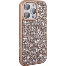 Systemcom iPhone 16 Pro Max Kılıf Simli Pırlanta Taşlı Kamera Yükseltili Silikon Sys