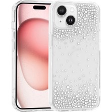 Systemcom iPhone 15 Kılıf Kamera Yükseltili Simli Damla Taşlı Silikon Sys