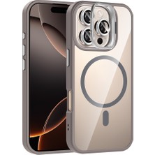 Alan Tech iPhone 16 Pro Max Kılıf Kamera Standlı Magsafe Destekli Şeffaf Arka Yüz Silikon Alt
