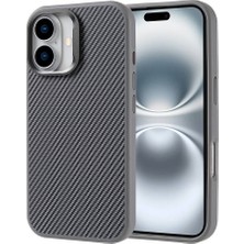 Systemcom iPhone 16 Kılıf Magsafe Karbon Fiber Görünümlü Metal Kamera Yükseltili Silikon Sys