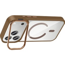 Farma Teknoloji iPhone 17 Pro Kılıf Kamera Standlı Magsafe Destekli Şeffaf Arka Yüz Silikon Frm