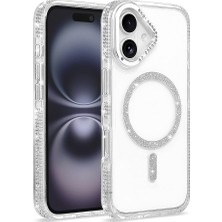 iPhone 16 Kılıf Taşlı Simli Magsafe Kamera Yükseltili Silikon Casetify