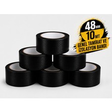 Sanplaza Siyah Tamir ve İzolasyon Bandı 48mm 10mt Suya Dayanıklı Duct Tape Sırdırmazlık Bandı 6 Adet