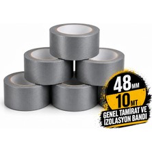 Sanplaza Gri Tamir ve İzolasyon Bandı 48mm 10mt Suya Dayanıklı Duct Tape Sırdırmazlık Bandı 6 Adet