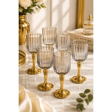 Yzhome 6 Lı Gold Kaplama Cam Kahve Yanı Su Bardağı Sunum Bardak 75ML