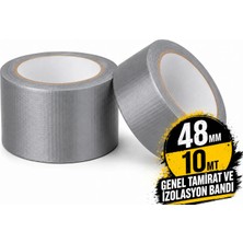 Sanplaza Gri Tamir ve İzolasyon Bandı 48mm 10mt Suya Dayanıklı Duct Tape Sırdırmazlık Bandı 2 Adet