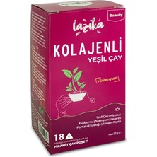 Lazika Kolajenli Yeşil Çay - 18 Adet Non-GMO PLA Piramit Poşet, 237 mg Peptit Kolajen