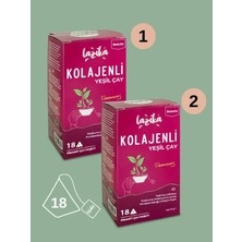 Lazika (2'li Set) Kolajenli Yeşil Çay (2x18 PLA Piramit Poşet, 54 g) - 237 mg Peptit Kolajen