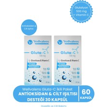 Wellvalens Gluta-C Glutatyon 500 Mg + Vitamin C Ikili Paket | Antioksidan & Cilt Işıltısı Desteği 60 Kapsül