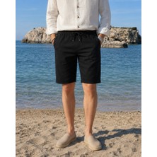 İnpool Bel Lastikli-Bağcıklı,regular Fit, Yazlık, Old Money Culture, Keten (Linen), Dokuma Şort 24INP285