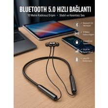 Marsilyan Dijital Göstergeli Kulak Içi Kablosuz Bluetooth Kulaklık Boyun Bantlı Yeni Nesil