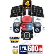 Sonreir RX84G 4 Kameralı 20MP 600GB Sim Kartlı Güvenlik Kamerası  Çift Solar Panelli Güneş Enerjili Kamera