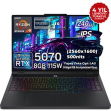 Lenovo Legion Pro 5 16ADR10 Amd Ryzen 9 8940HX 32GB 1+1tb SSD Rtx 5070 8gb 16" Wqxga (2560X1600) IPS Panel 240Hz 115W Windows 11 Pro