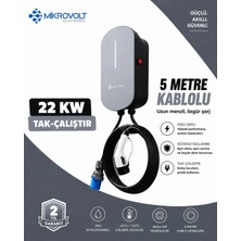 Mikrovolt 22KW Wallbox Araç Şarj Cihazı (Gri)
