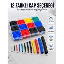 Shoppingfestr Profesyonel Isıyla Daralan Makaron Kutusu 560 Parça Renkli Kablo Koruma ve Izolasyon Seti Tk