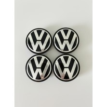 Camel Shop Volkswagen Vw 65 mm Jant Göbeği Seti | Alüminyum Kabartmalı Logo | 4 Adet | Parlak Siyah | 65 mm Dış