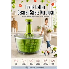 Transformacion Pratik Üstten Basmalı Salata Kurutucu 26 cm Sebze Yeşillik Süzgeci Kurutma Haznesi BPA İçermez Sağlam Plastik 720894