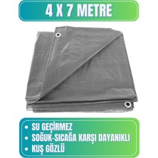 Evkar 4x7 Metre Su Geçirmez Pullu Çadır Branda Tente Yağmurluk Gölgelik 4X7M - Gri