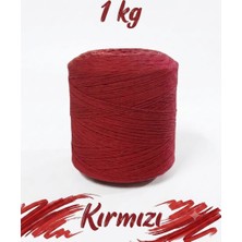 Bevella Macrame Cord 1 kg Pamuklu El Örgü Ipi Runner Ipi- Koton Ip- Punch Ipi- Motif Ipi Kırmızı Rengi 1000 gr