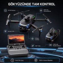 Ayers Premium M9 Plus 4K Hd Kameralı Katlanabilir Drone, Ekranlı Kumandalı, 5g Wi-Fi Fpv Görüntü, Optik Akış Konumlandırmalı, 1500 Metre Menzilli, 18–22 Dakika Uçuş Süreli, 360° Takla Özellikli Drone Seti