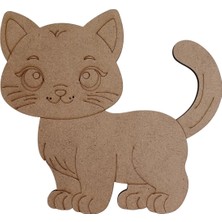 Ardecem Bilgisayar Boyanabilir Ahşap Kedi Figürü 15X16 cm 10 Adet